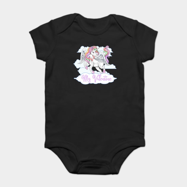 My Valentine Unicorn T-Shirt Baby Bodysuit by creative